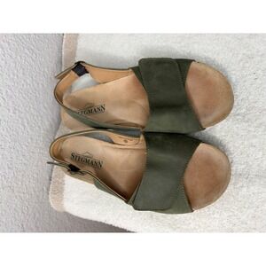 Stegmann Olive Green Leather Slingback Sandals Women 9 Portugal Comfort